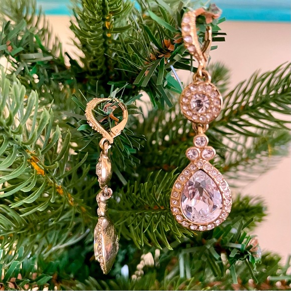 CZ Gold-plated Dangle Statement Earrings - Picture 4 of 5